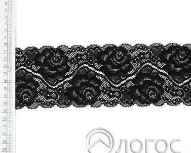фото Кружево стрейч гипюр 1135 50 мм, черный