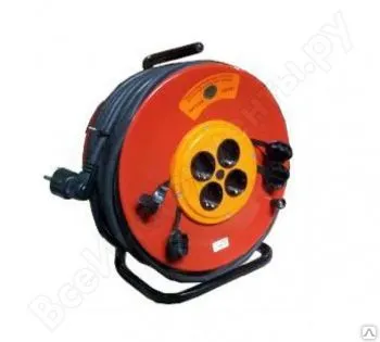 Фото №0 Удлинитель силовой на катушке GLANZEN 4 гн. КГ 3х1,5 арт. ЕВ-50-009