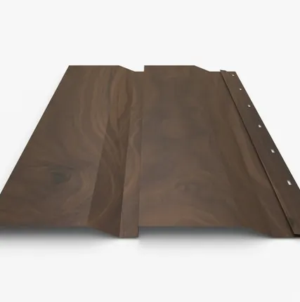 Фото №0 Сайдинг Металлический сайдинг «Корабельная доска» покрытие 3D орех Россия, эконом, 0.4-0.45 мм