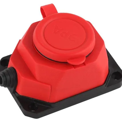 Фото №0 Колодка 1-м с заземл. 16А IP44 K-1e-RED-IP44 каучук красн. Эра Б0044550