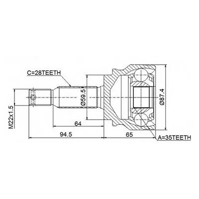 Фото №0 Patron ШРУС наружный C Crosser шлицы 28x35 ор 3273SF Patron PCV1041