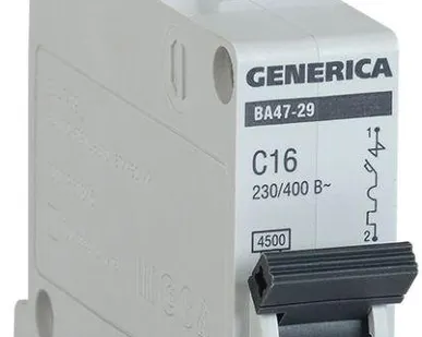 фото Выключатель автоматический модульный 1п C 16А 4.5кА ВА47-29 GENERICA ИЭК MVA25-1-016-C
