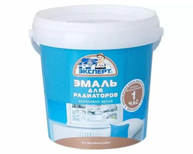 фото Эмаль Эксперт акриловая, радиаторная, полуматовая, база А, -20С°, 1 кг