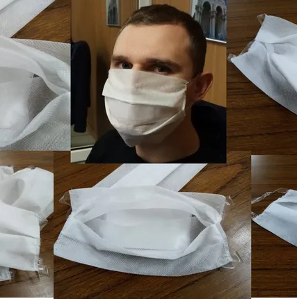 Фото №0 Маска-повязка защитная многоразового применения черного и белого цветов