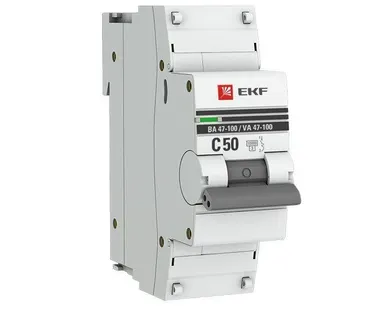 фото Выключатель автоматический модульный 1п C 50А 10кА ВА 47-100 PROxima EKF mcb47100-1-50C-pro