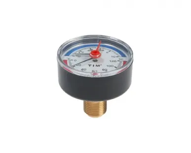 фото Термоманометр аксиальный 10 бар TIM 1/2" н.р., Ø корпуса=63 мм, t=0...120°С