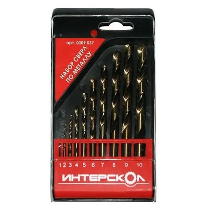 Фото №0 Набор сверл по металлу 10шт 1-10мм ИНТЕРСКОЛ