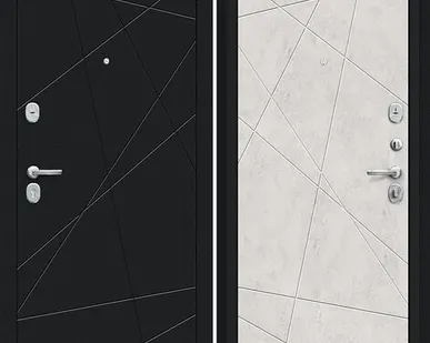 фото Входная дверь Граффити-5 Букле черное-Лук Арт-Бетон светлый