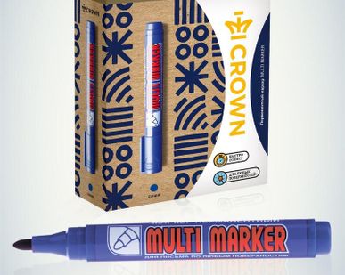фото Маркер перманентный "Multi Marker" пулевидный 3мм син. Crown Б0048240