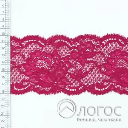 Фото №0 Кружево стрейч IS-303 75мм И, фуксия
