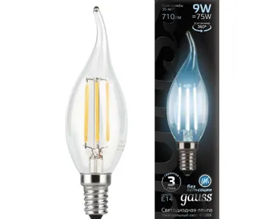 фото Лампа светодиодная Black Filament Свеча на ветру E14 9Вт 4100К Gauss 104801209