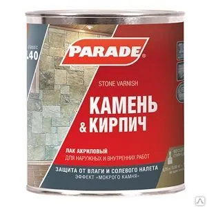 фото Лак PARADE для камня акриловый на растворит.L40 глянцевый 10л Россия