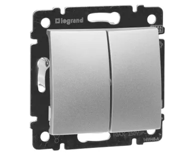 фото Механизм выключателя 2-кл. СП Valena 10А IP31 250В алюм. Leg 770105