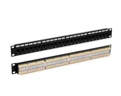 фото Патч-панель 19дюйм 1U RJ45 кат.5e 24 порта PP3-19-24-8P8C-C5E-110D черн. Hyperline 246095