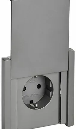 Фото №0 FORTE&PIANO Розетка 1-местная с заземлением с защитными шторками и крышкой безвинтовое крепление 16А IP44 FP519 сталь IEK