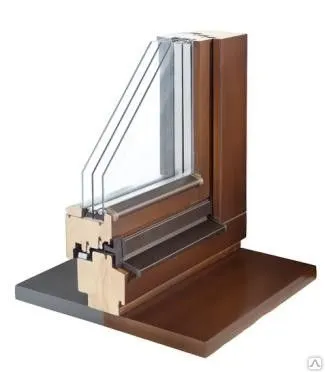 Фото №0 Окно со стеклопакетом одностворчатое, дуб, евробрус 92 мм