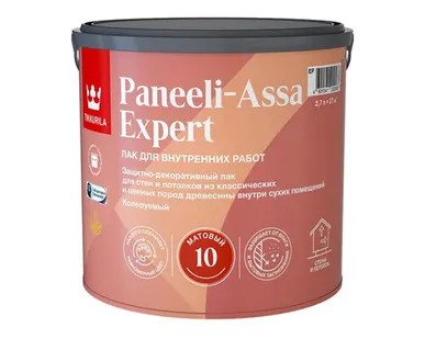 фото Лак для дерева Tikkurila Paneeli-Assa Expert (Панели-Ясся), акрилатный, матовый, база EP, 2,7 л