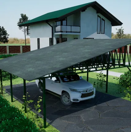 Фото №0 Односкатный навес №33 из гибкой черепицы 6,9х6,25 м