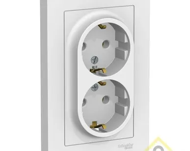 фото Розетка 2-м ATLAS DESIGN в сборе с заземл. бел.SchE ATN000124