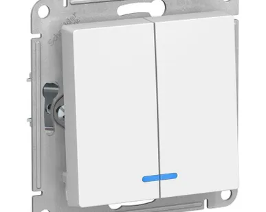 фото Механизм выключателя 2-кл. СП AtlasDesign 10А IP20 (сх. 5а) 10AX с подсветкой бел. SchE ATN000153