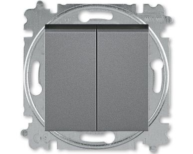 фото Выключатель 2-кл. СП Levit IP20 сталь/дым. черн. ABB 2CHH590545A6069