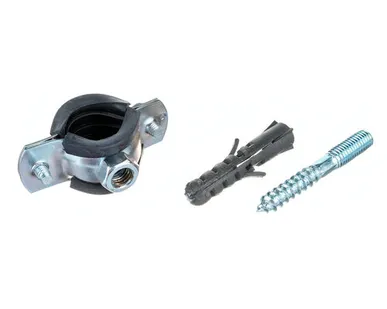 фото Хомут 1/2" с резиновым уплотнителем (Д=20мм) (болт+дюбель) металл