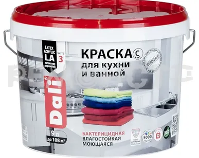 фото Краска вд  9л кух/ван база А моющ DALI Рогнеда экк П