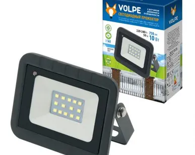 фото Прожектор ULF-Q512 10W/DW С датчиком движения IP65 220-240B BLACK Прожектор светодиодный с датчиком движения и освещенности. Дневной свет (6500K). Корпус черный. ТМ Volpe.