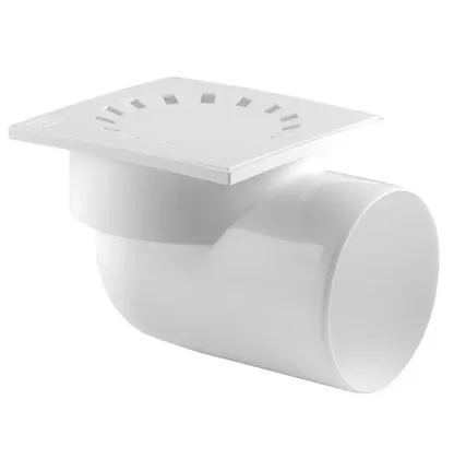 Фото №0 Трап горизонтальный с сухим затвором решетка пластиковая ВК ПП 150/150х110, короб, белый,РТП