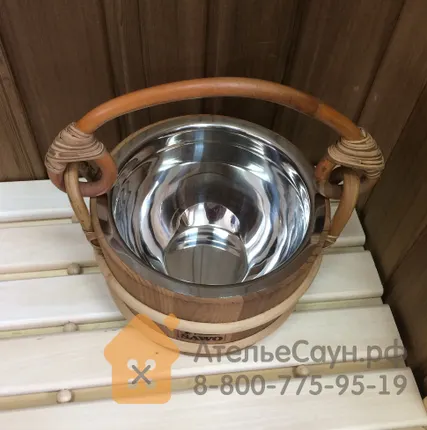 Фото №2 Ведро для бани Sawo 321-МD (кедр, 2 л, со вставкой из нержавейки)