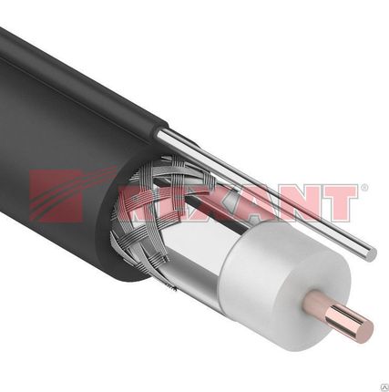 Фото №0 Кабель RG-11 REXANT 305м (черный) трос.