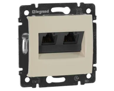 фото Механизм розетки информ. 2-м СП Valena RJ45 + RJ45 CAT.5E UTP с захватами сл. кость Leg 774131