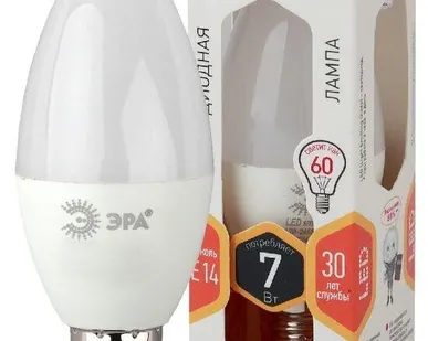 фото Лампа светодиодная B35-7w-827-E14 свеча 560лм ЭРА Б0020538