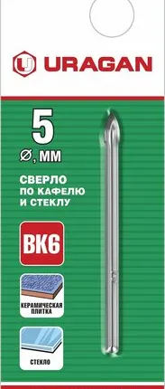 Фото №0 Сверло по кафелю, керамике, стеклу ф 5мм URAGAN