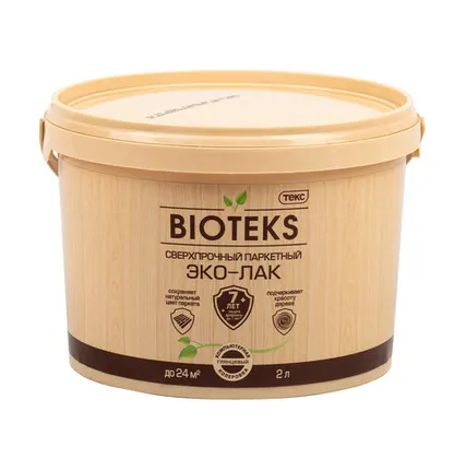 Фото №0 Лак паркетный сверхпрочный Bioteks Эко-лак, глянцевый, 2 л