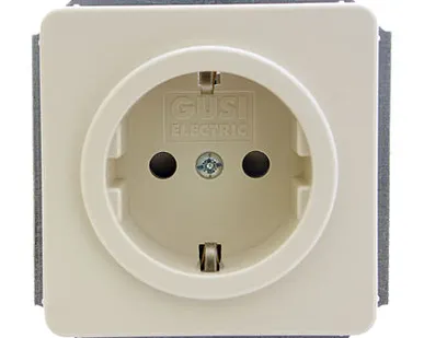 фото Розетка 1-местная с/з со шторк. бежевый Gusi extra С1Р4-003 (кор. 20)