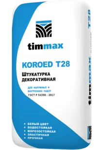 фото Штукатурка фасадная TimMax Т-28 Короед 2,5 мм 20 кг декоративная белая 528