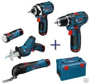фото Набор акк инструмента BOSCH 10,8 Li-ion 5 в 1 GSR/GDR/GSA/GOP/GLI; 3х2Ач; L