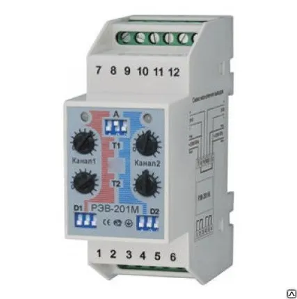 Фото №0 Реле времени РЭВ-201М 2 канала 0сек-10час на DIN-рейку