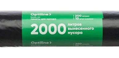 фото OPTILINE Мешки для мусора, 200 л, 90х130 см, 35 мкм, 10 шт