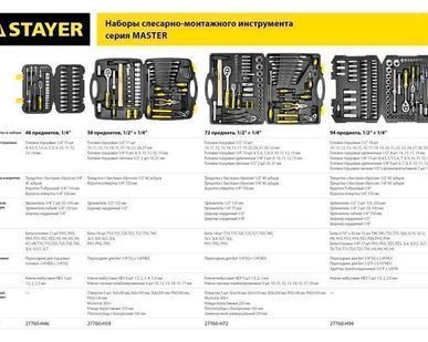 фото Набор слесарно-монтажного инструмента STAYER "MASTER", 46 предметов
