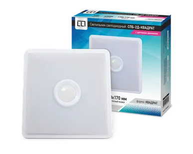 фото Светильник светодиодный 10Вт СПБ-2Д-КВАДРАТ 230В 4000К 800лм IP40 190мм с датчиком движения белыйLLT