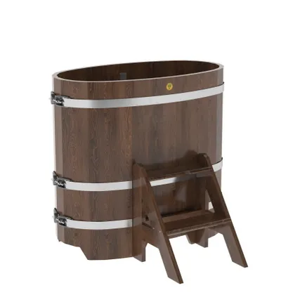 Фото №0 Купель для бани из дуба овальная 0,59х1,06 м (мореный дуб, полимерное покрытие, H = 1,0 м)