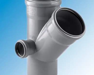 фото Крестовина 2х-плоскостная ПП 110х110х50/45° левый, канализационная внутренняя, серая