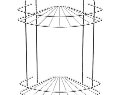 фото Полка для ванной угловая 2-х ярусная радиальная мелкая хром зеркальный крашенная