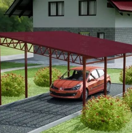 Фото №0 Односкатный навес №31 из поликарбоната 4,9х6,3 м