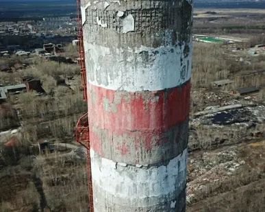 фото Квадрокоптер съемка. Обследование промышленных дымовых труб