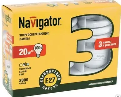 фото Лампа энергосберегающие эконом 94411 NCL6-SH-20-840 Е27 Navigator 3шт.