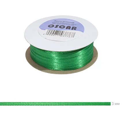 Фото №0 Атласная зеленая лента 3мм