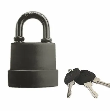 Фото №0 Замок навесной влагостойкий 70мм чугун в ПВХ 3 кл. цилиндрический механизм автомат 70-0-997